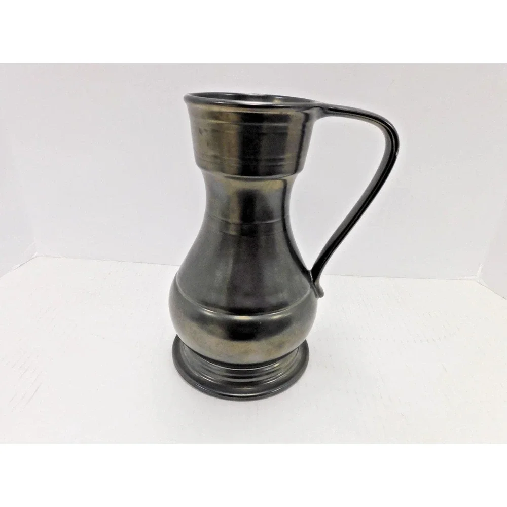 Vtg Lusterware Black Pewter Ceramic Pitcher Jug Vase Beswick England 2127 EJ253